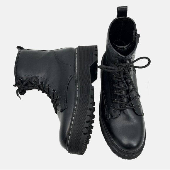 Universal Thread Target Black Combat Boots Lug Sole Lace Up Zip Ankle Size 8 - Picture 15 of 15